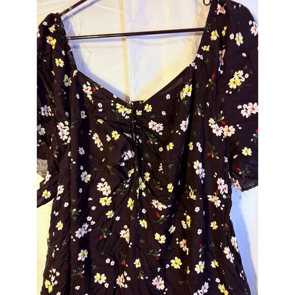 Romantic Floral Dress Sexy Slit Cottagecore Indie Dark Academia Womens Plus 2X - Picture 2 of 5